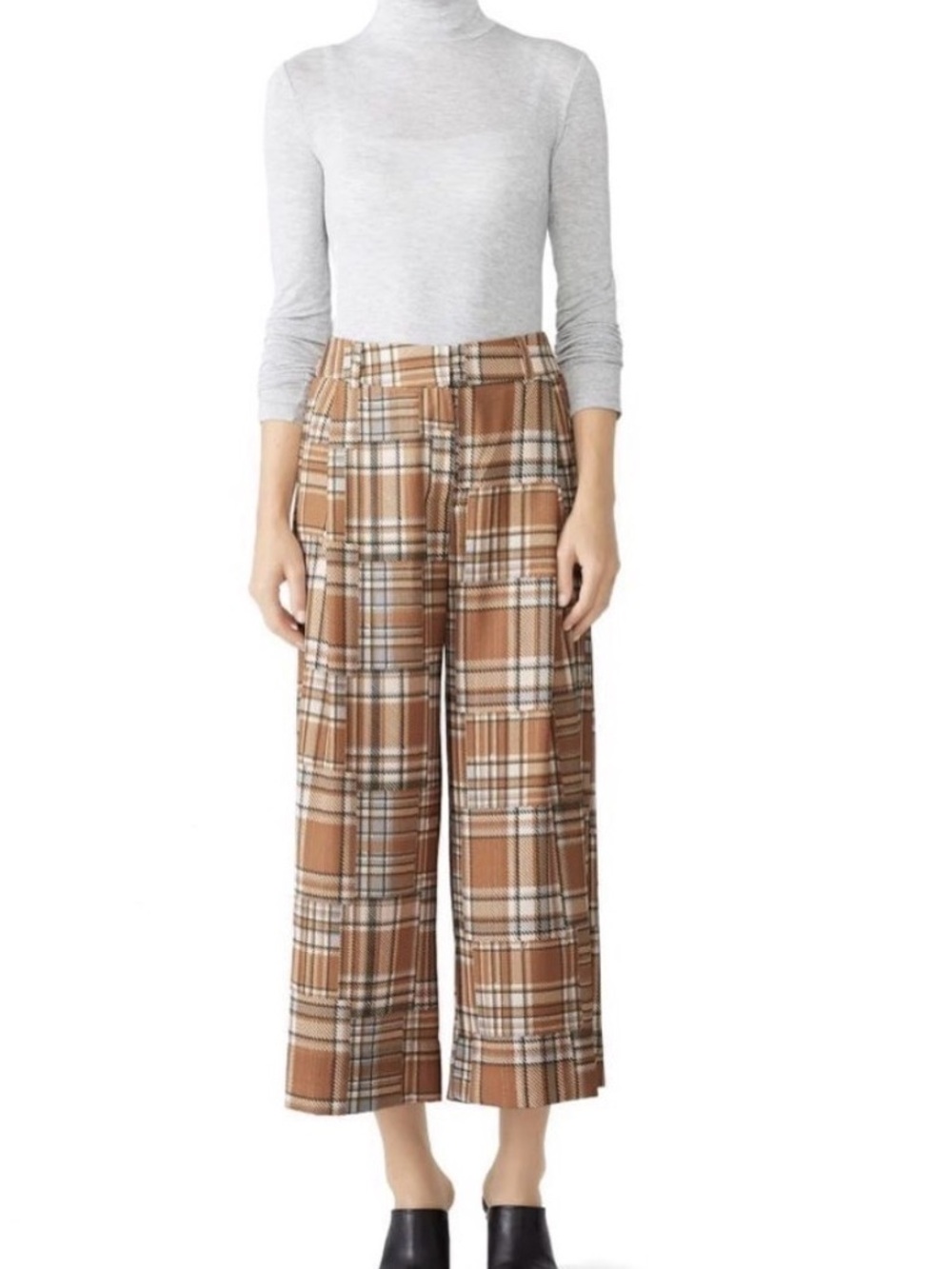 Super cute Patbo Patchwork Plaid wide leg ankle pants- size 2-